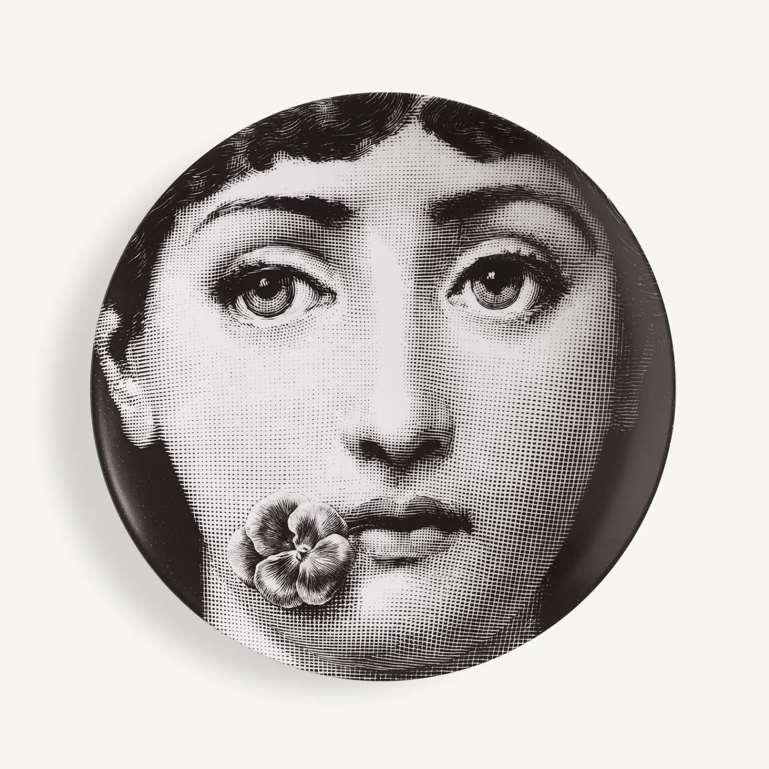 Flowers<Fornasetti Wall Plate Tema E Variazioni N.137 White/Black