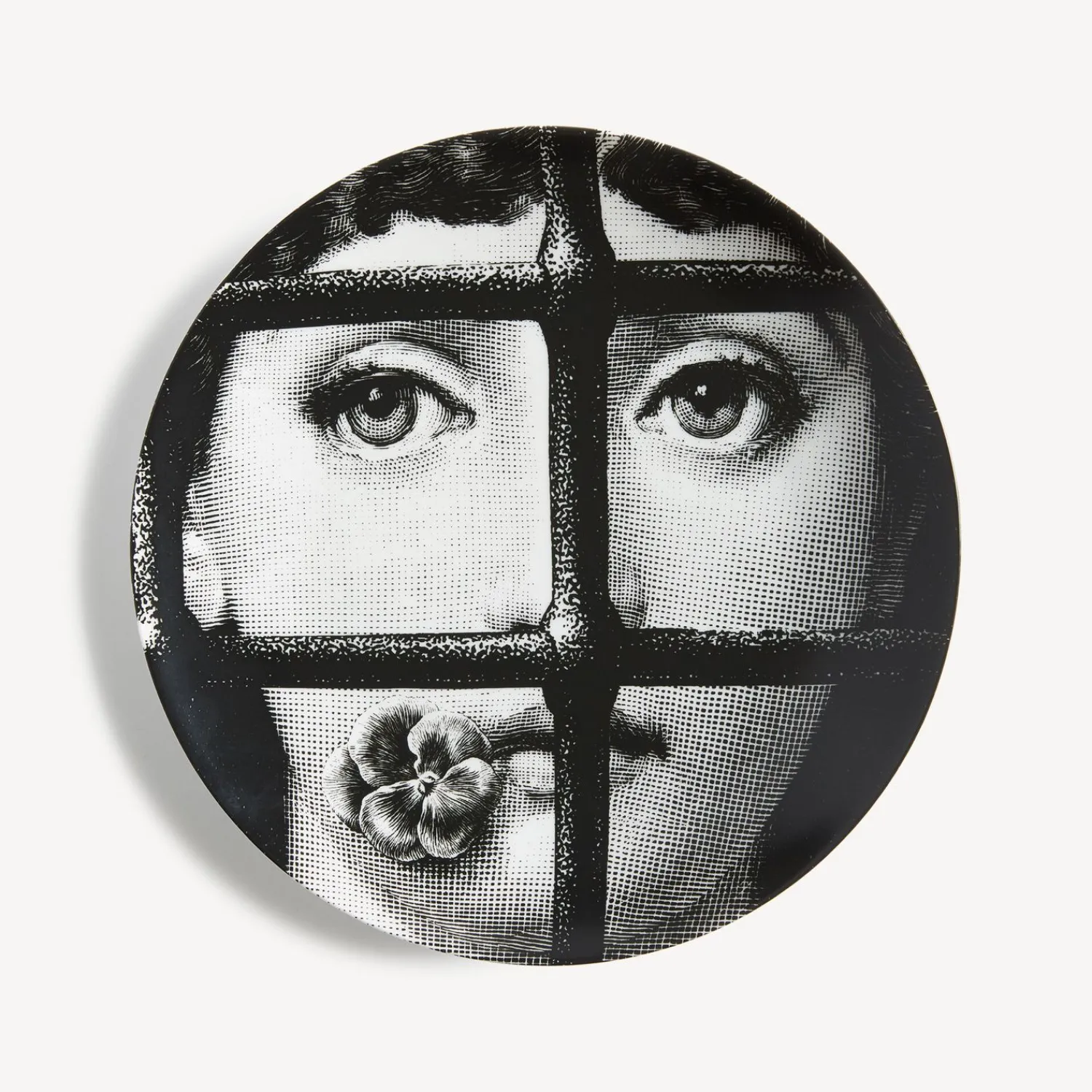 Flowers<Fornasetti Wall Plate Tema E Variazioni N.361 White/Black