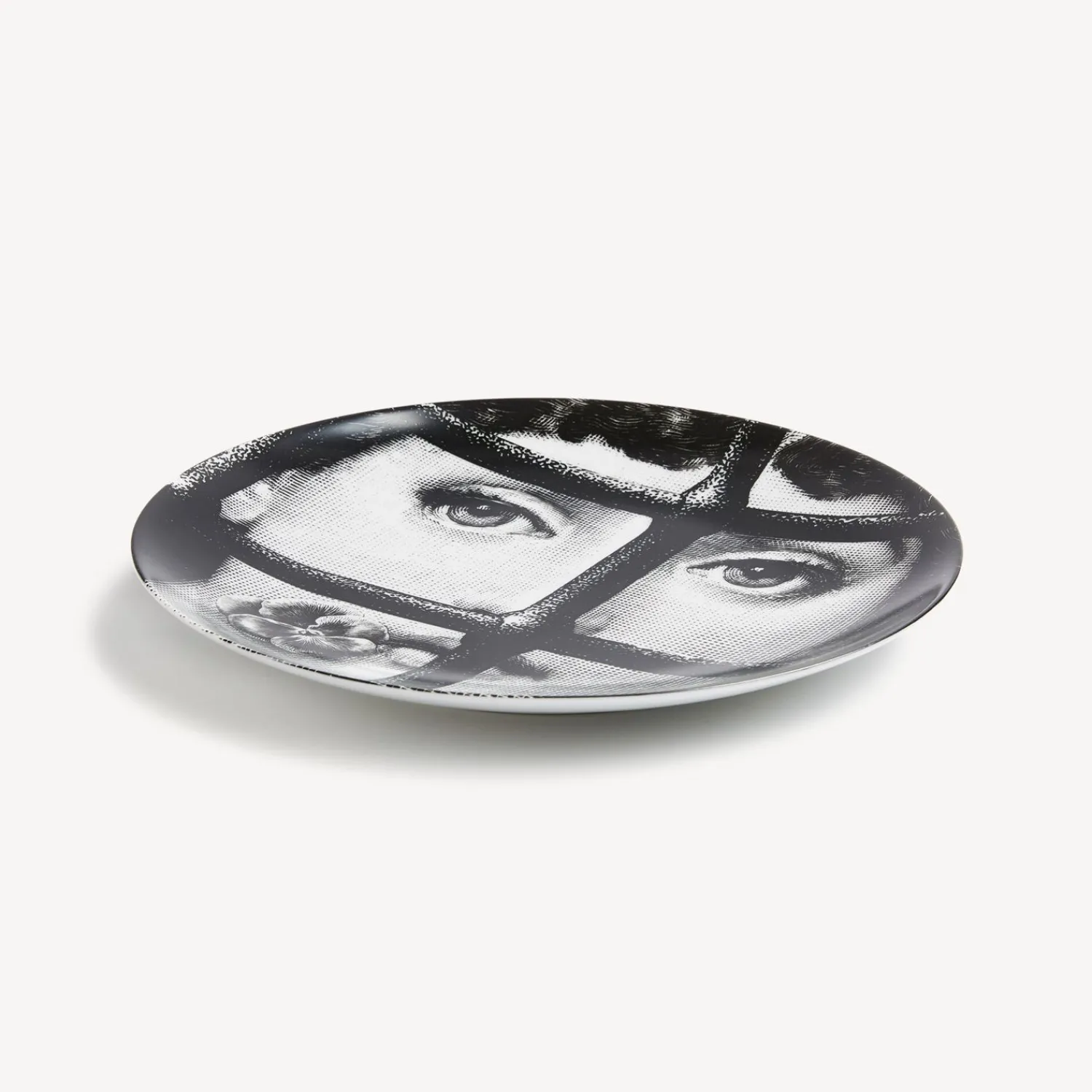 Flowers<Fornasetti Wall Plate Tema E Variazioni N.361 White/Black