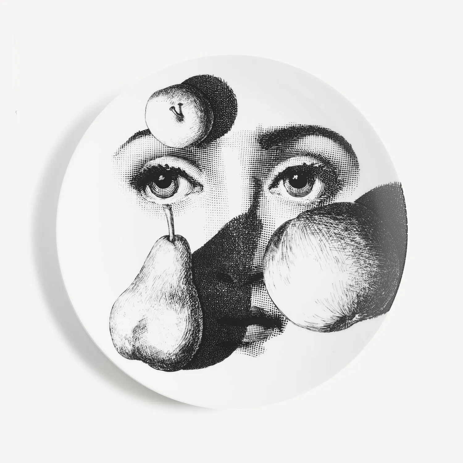 Fruit<Fornasetti Wall Plate Tema E Variazioni N.218 White/Black