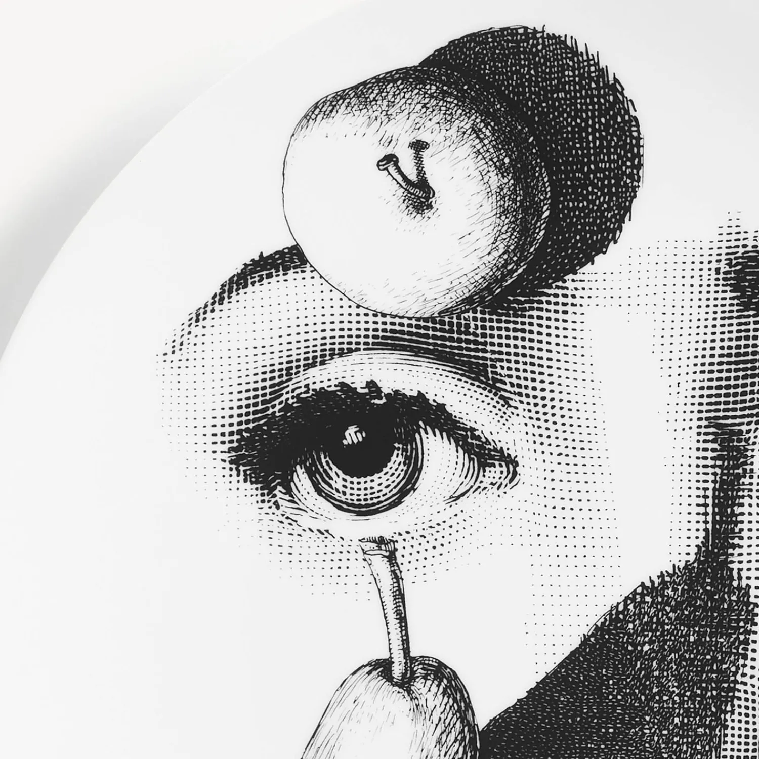 Fruit<Fornasetti Wall Plate Tema E Variazioni N.218 White/Black