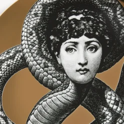 Animals<Fornasetti Wall Plate Tema E Variazioni N.198 White/Black/Gold