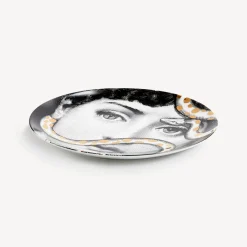 Animals<Fornasetti Wall Plate Tema E Variazioni N.383 White/Black/Gold