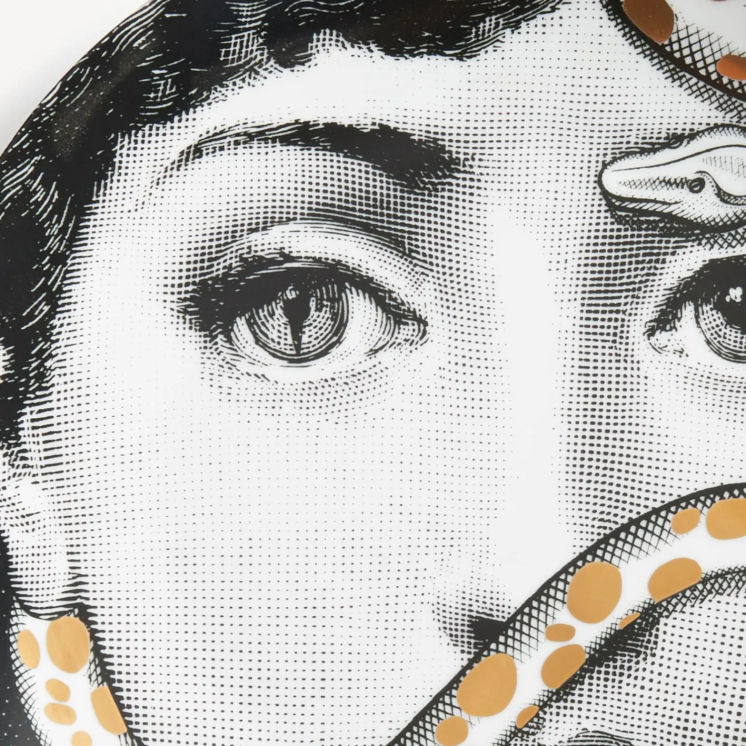 Animals<Fornasetti Wall Plate Tema E Variazioni N.383 White/Black/Gold