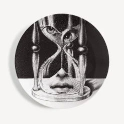 Surrealism<Fornasetti Wall Plate Tema E Variazioni N.184 White/Black