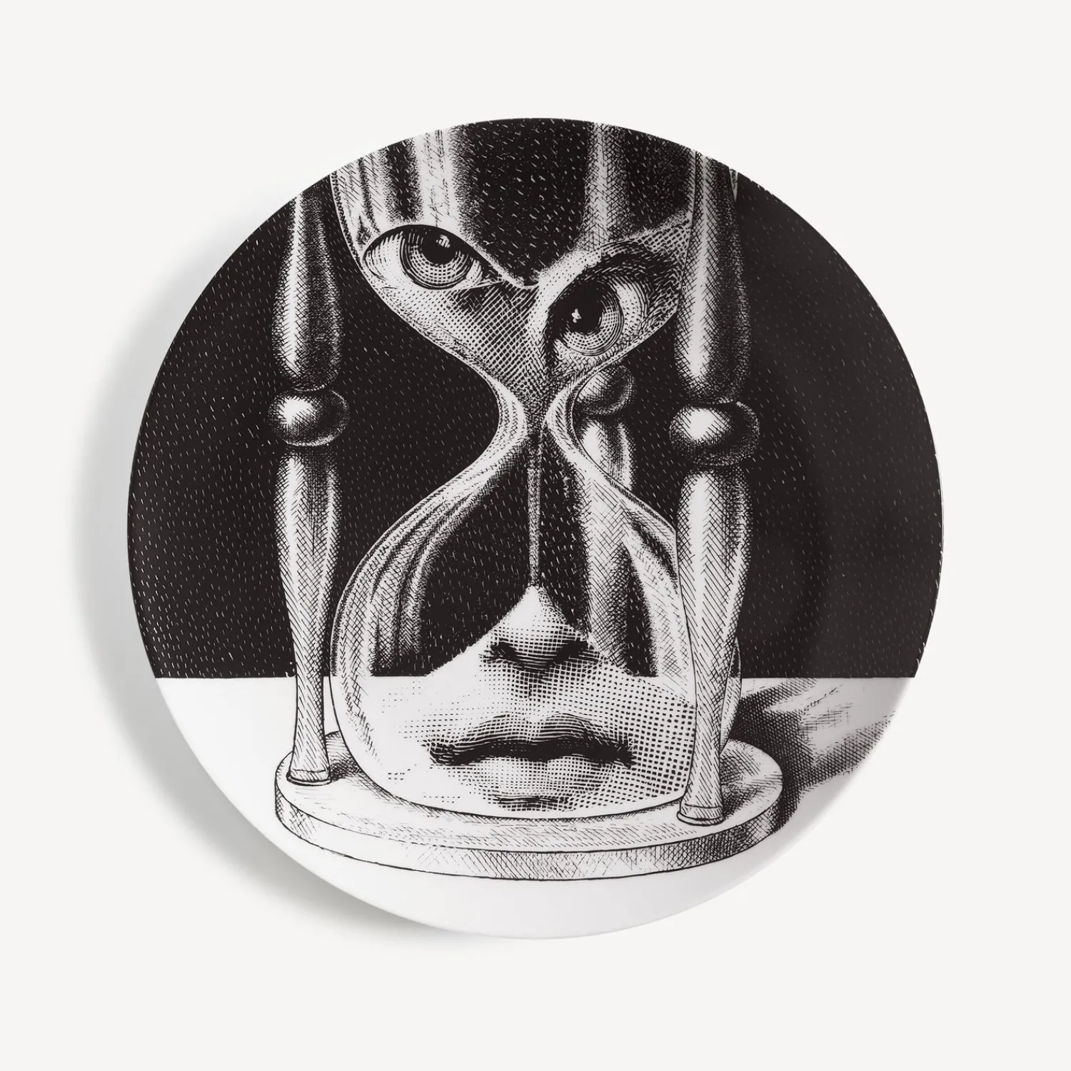 Surrealism<Fornasetti Wall Plate Tema E Variazioni N.184 White/Black