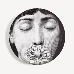 Flowers<Fornasetti Wall Plate Tema E Variazioni N.393 White/Black