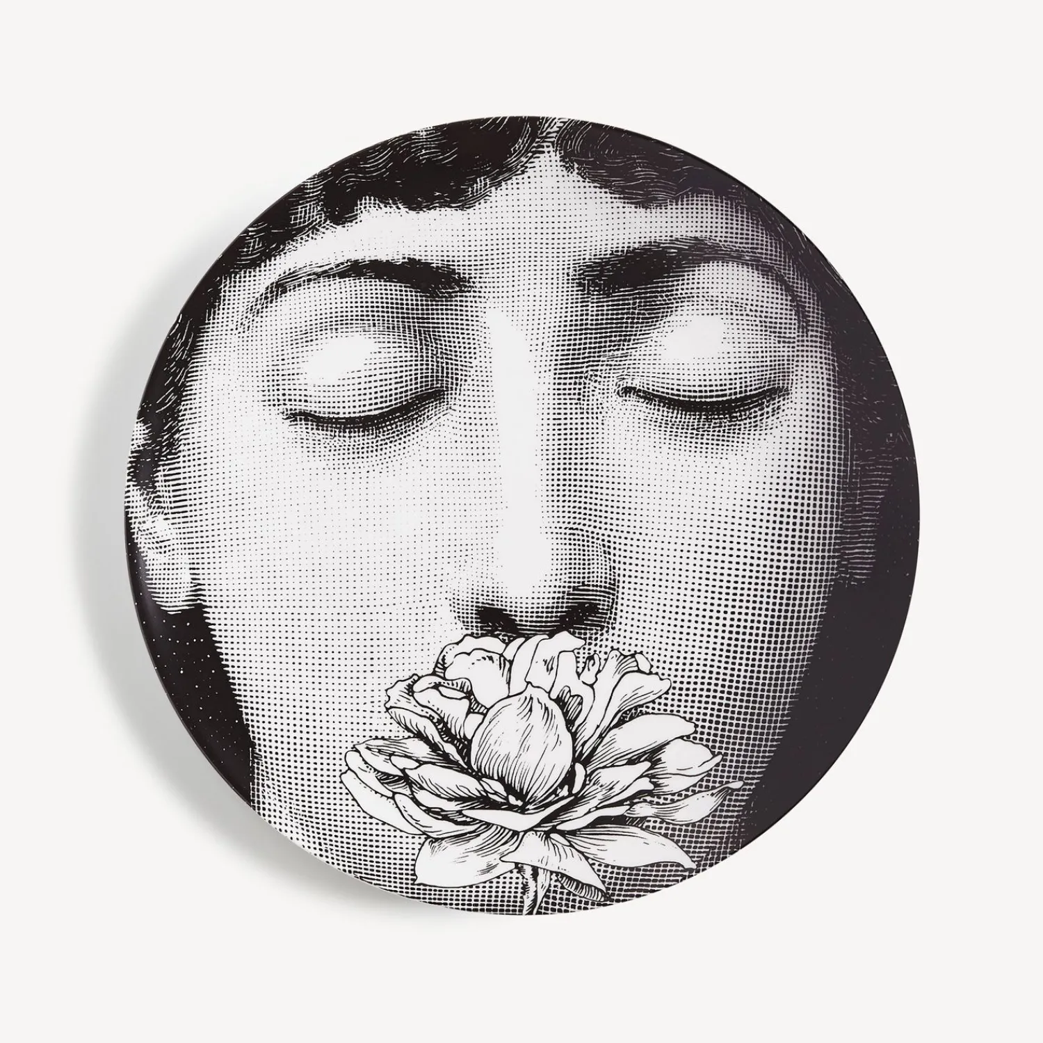 Flowers<Fornasetti Wall Plate Tema E Variazioni N.393 White/Black