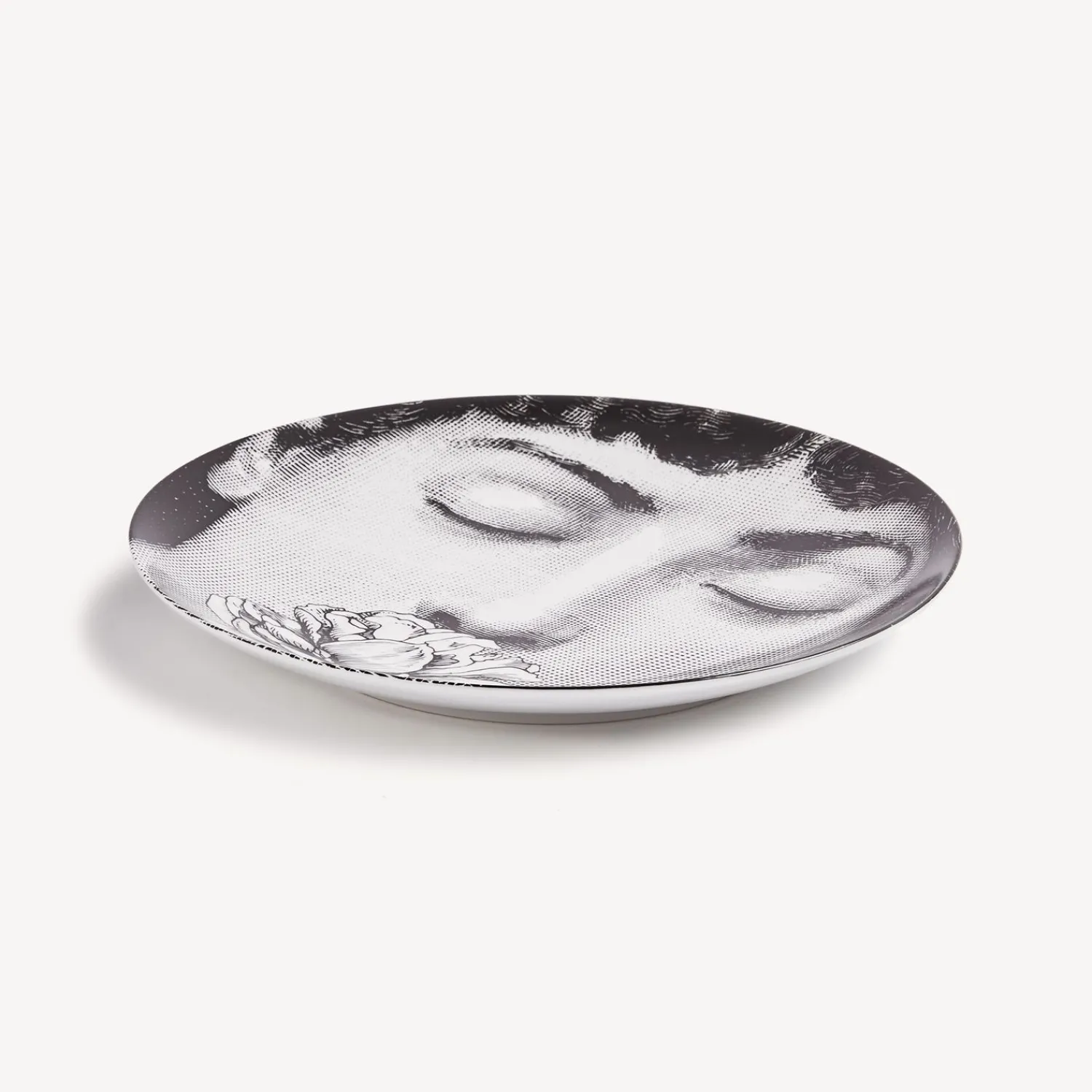 Flowers<Fornasetti Wall Plate Tema E Variazioni N.393 White/Black