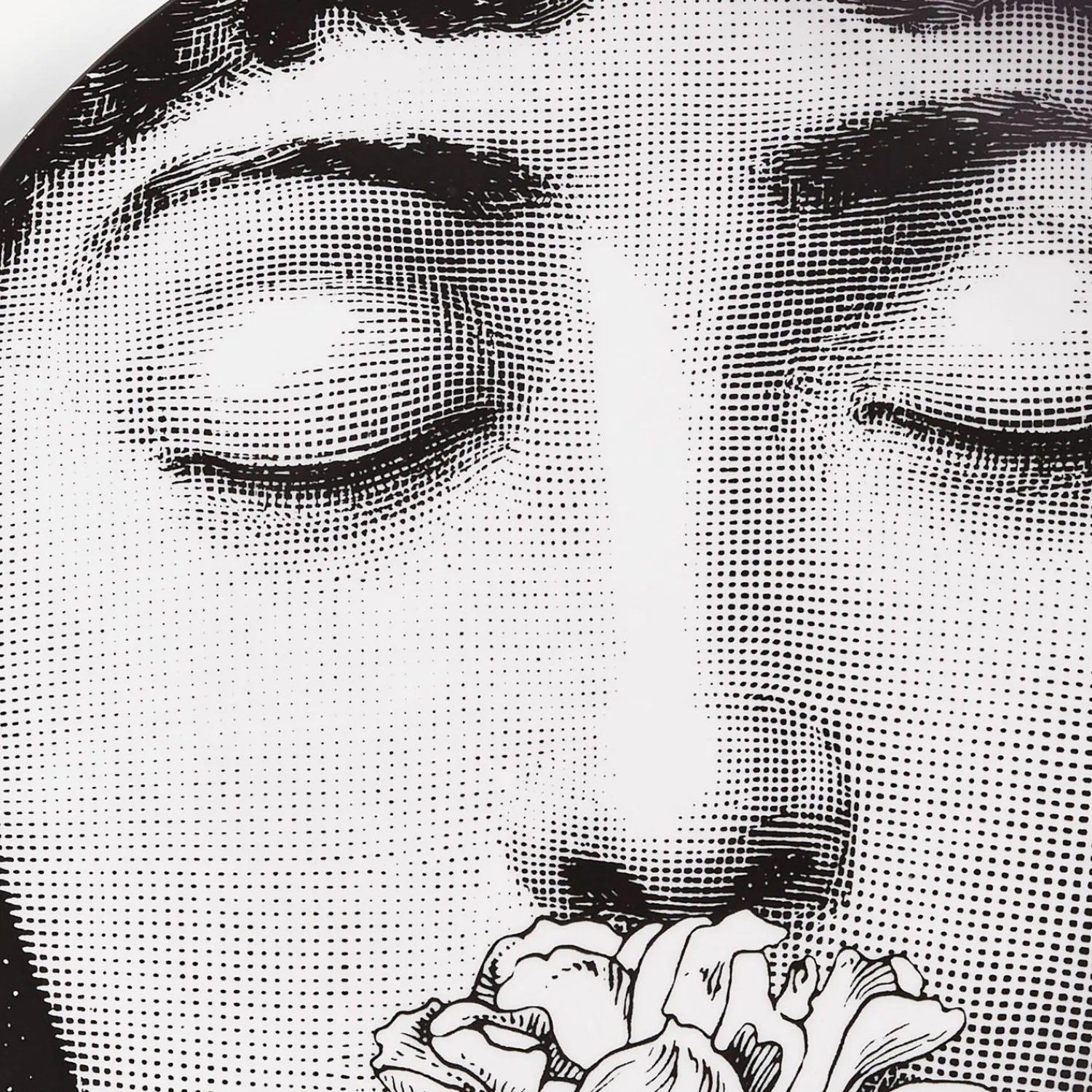 Flowers<Fornasetti Wall Plate Tema E Variazioni N.393 White/Black