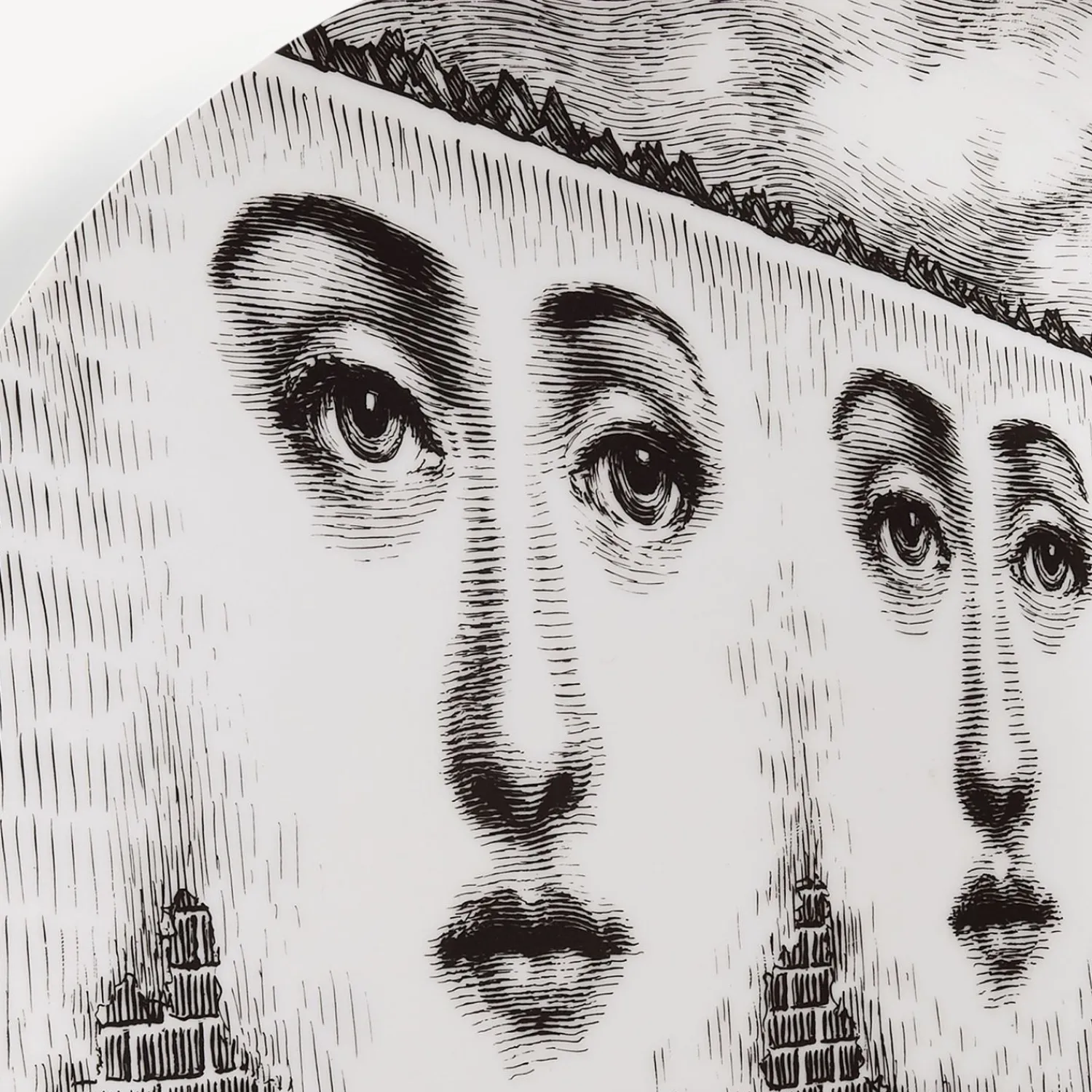 Repetition<Fornasetti Wall Plate Tema E Variazioni N.299 White/Black