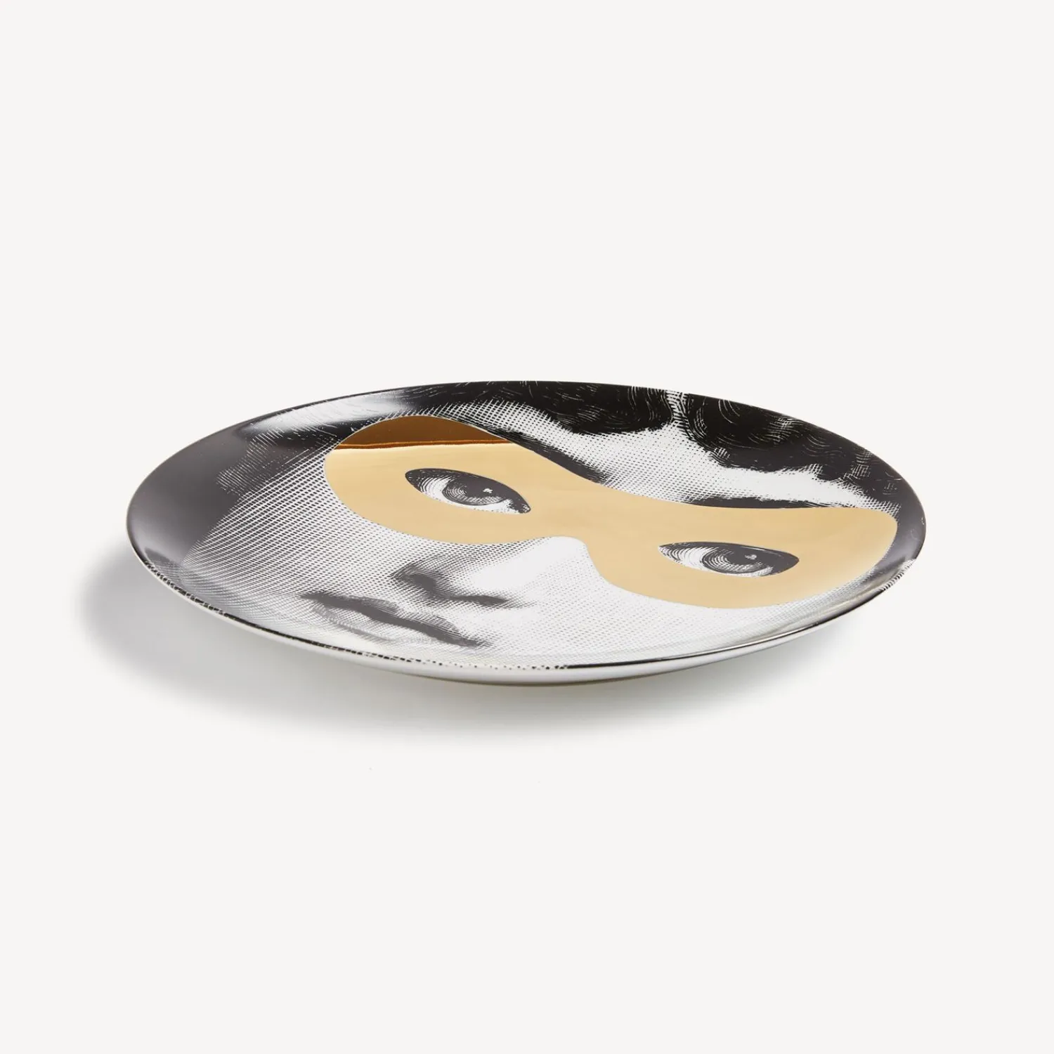 Occhi<Fornasetti Wall Plate Tema E Variazioni N.22 White/Black/Gold