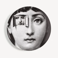 Surrealism<Fornasetti Wall Plate Tema E Variazioni N.116 White/Black