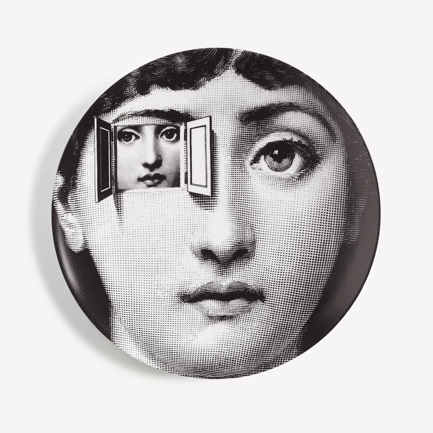 Surrealism<Fornasetti Wall Plate Tema E Variazioni N.116 White/Black