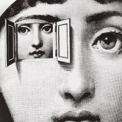 Surrealism<Fornasetti Wall Plate Tema E Variazioni N.116 White/Black