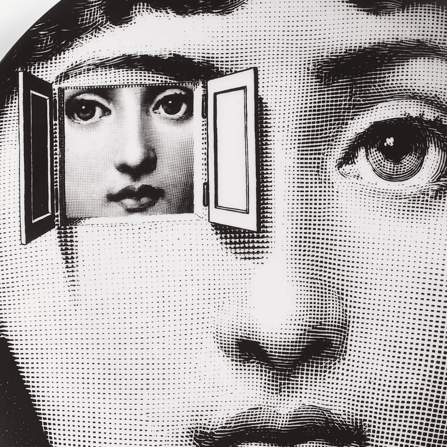 Surrealism<Fornasetti Wall Plate Tema E Variazioni N.116 White/Black
