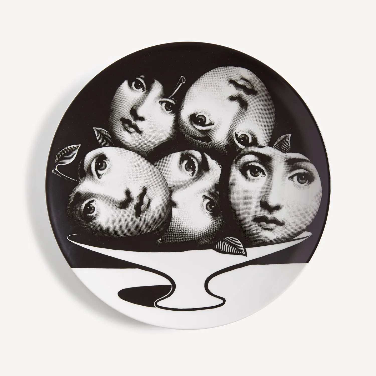 Fruit<Fornasetti Wall Plate Tema E Variazioni N.104 White/Black