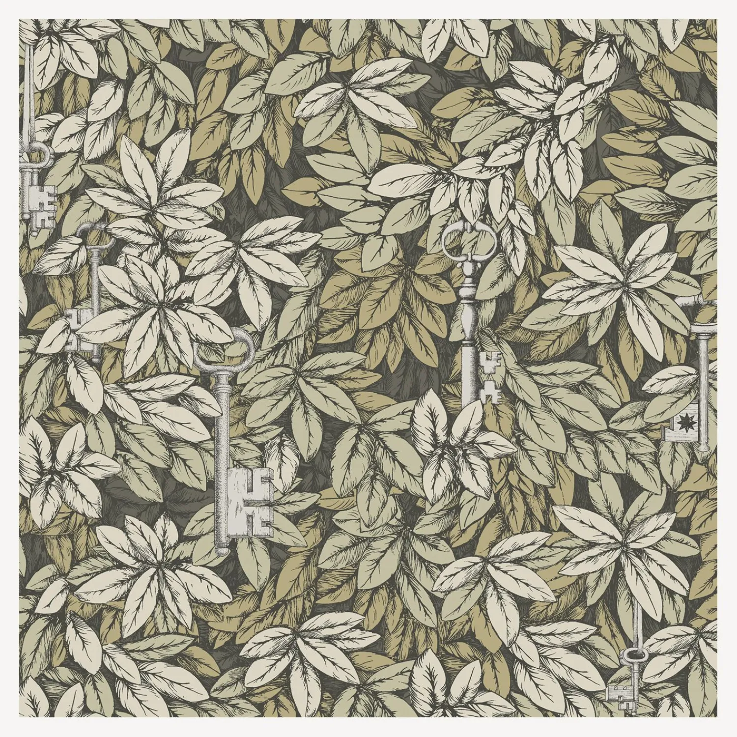 Wallpaper<Fornasetti Wallpaper Chiavi Segrete Gilver And Gold