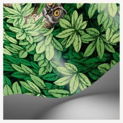 Wallpaper<Fornasetti Wallpaper Foglie E Civette Forest Green