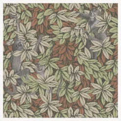 Wallpaper<Fornasetti Wallpaper Foglie E Scimmie Olive & Orange