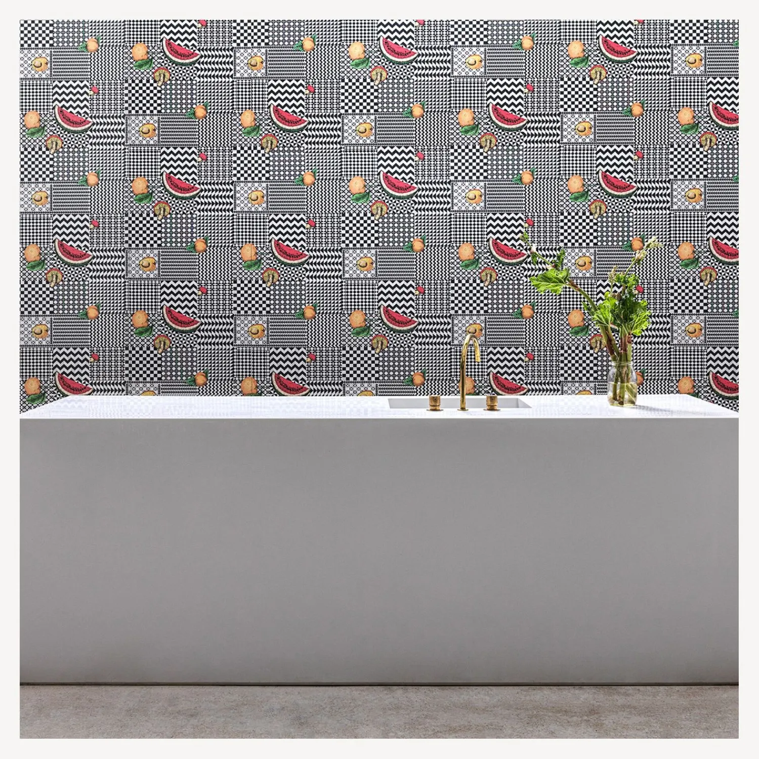 Wallpaper<Fornasetti Wallpaper Frutta E Geometrico Original