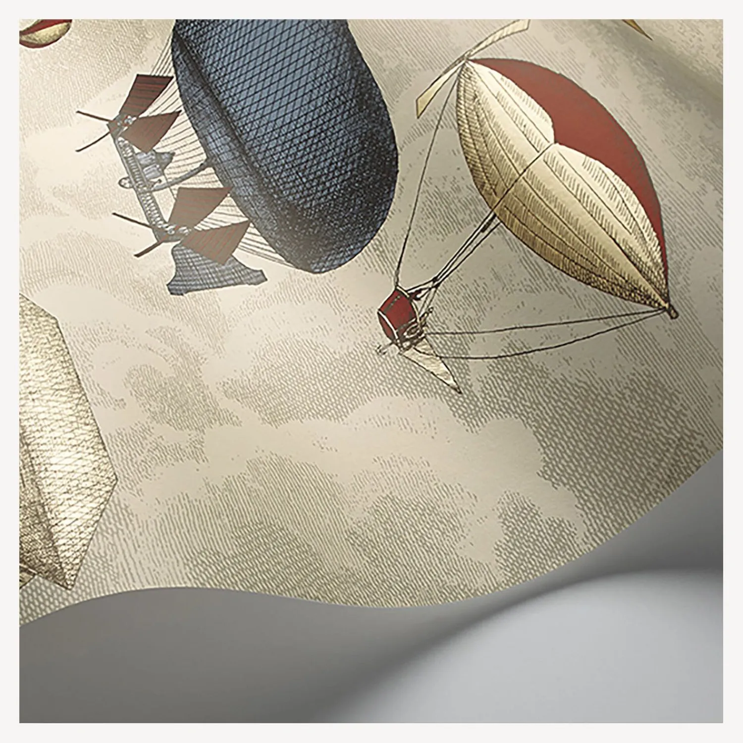 Wallpaper<Fornasetti Wallpaper Macchine Volanti (2-Roll Set) Stone, Rouge/Blue
