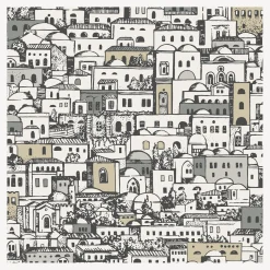 Wallpaper<Fornasetti Wallpaper Mediterranea White And Metallic