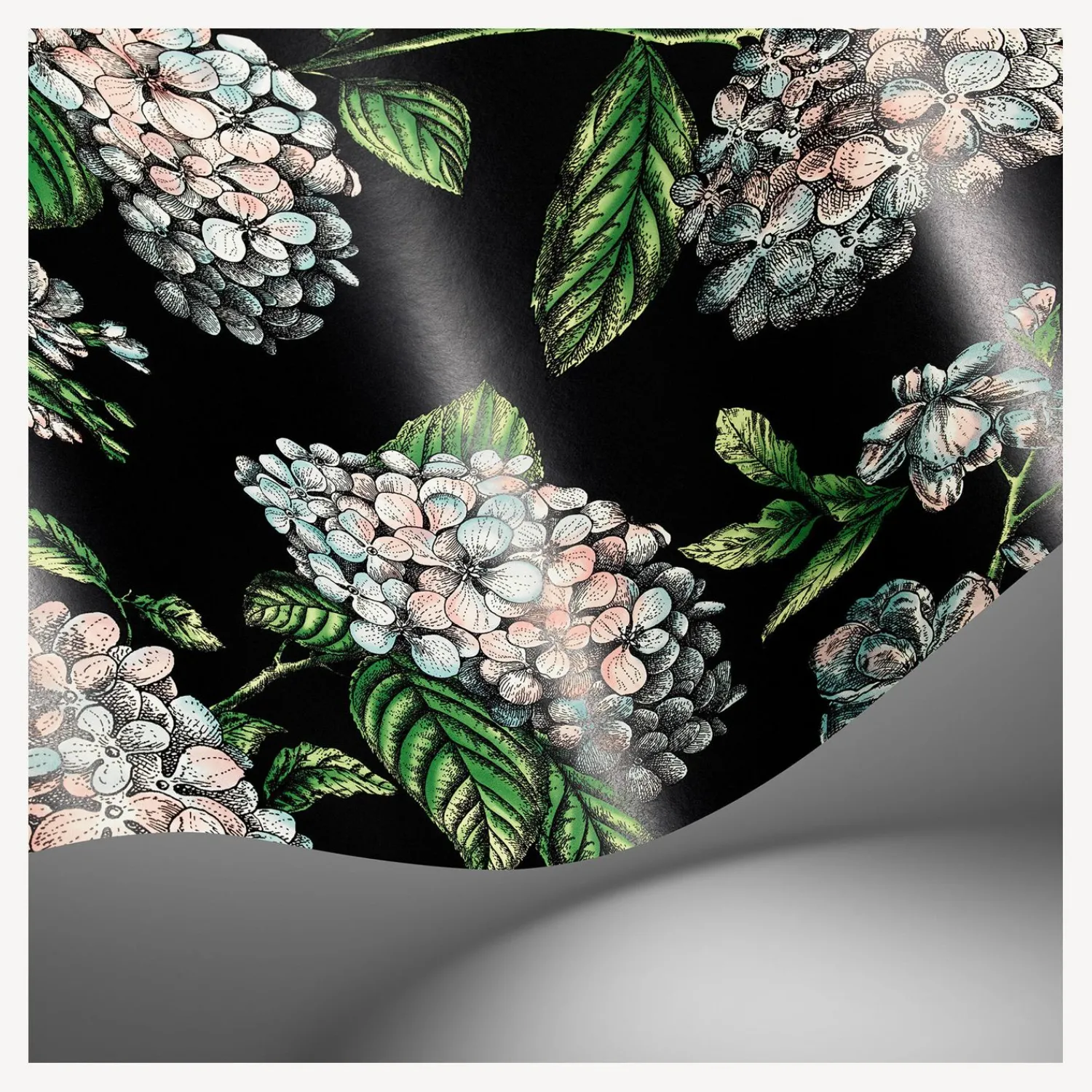 Wallpaper<Fornasetti Wallpaper Ramo Di Ortensia Pastel On Charcoal