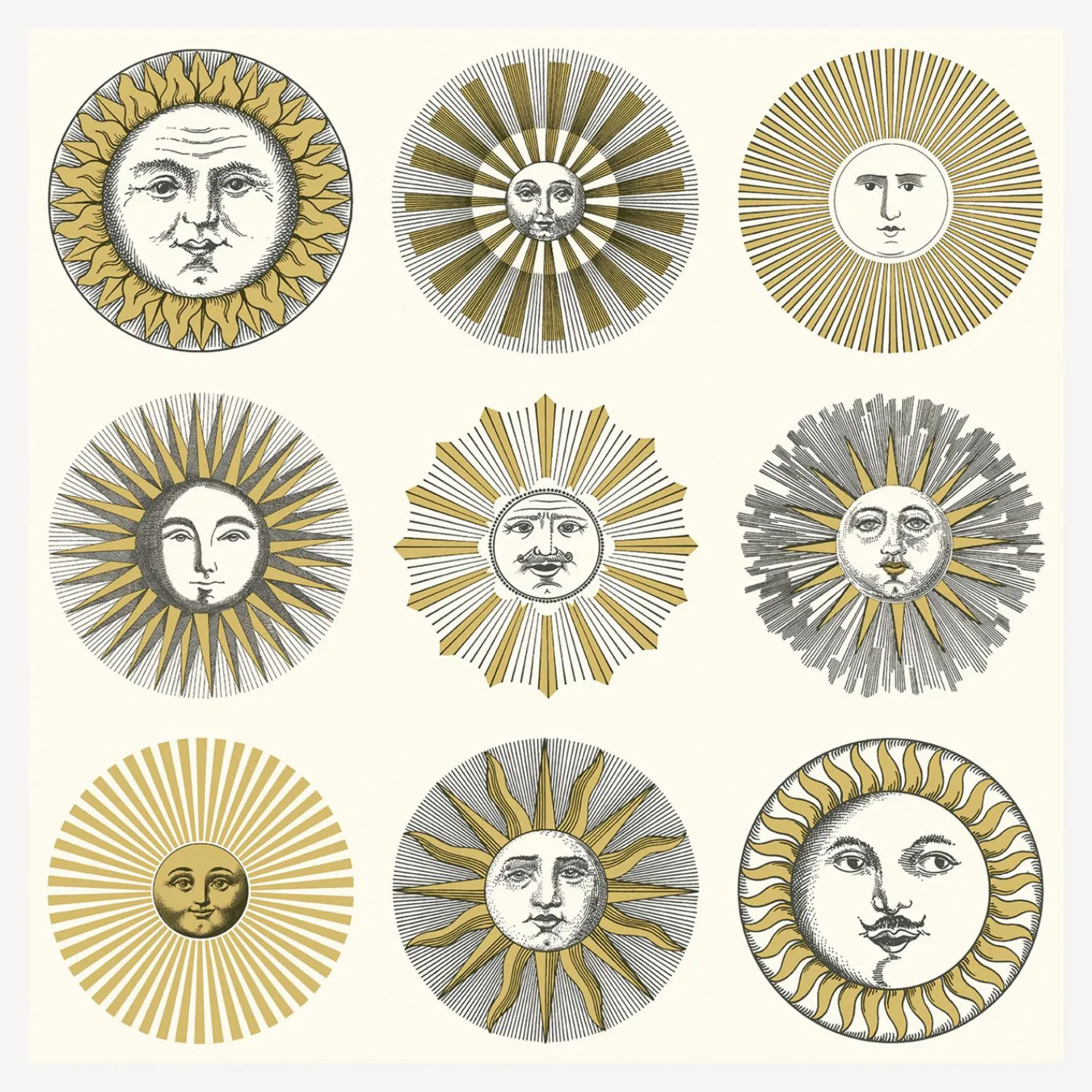 Wallpaper<Fornasetti Wallpaper Soli Cream And Gold