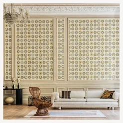Wallpaper<Fornasetti Wallpaper Soli Cream And Gold