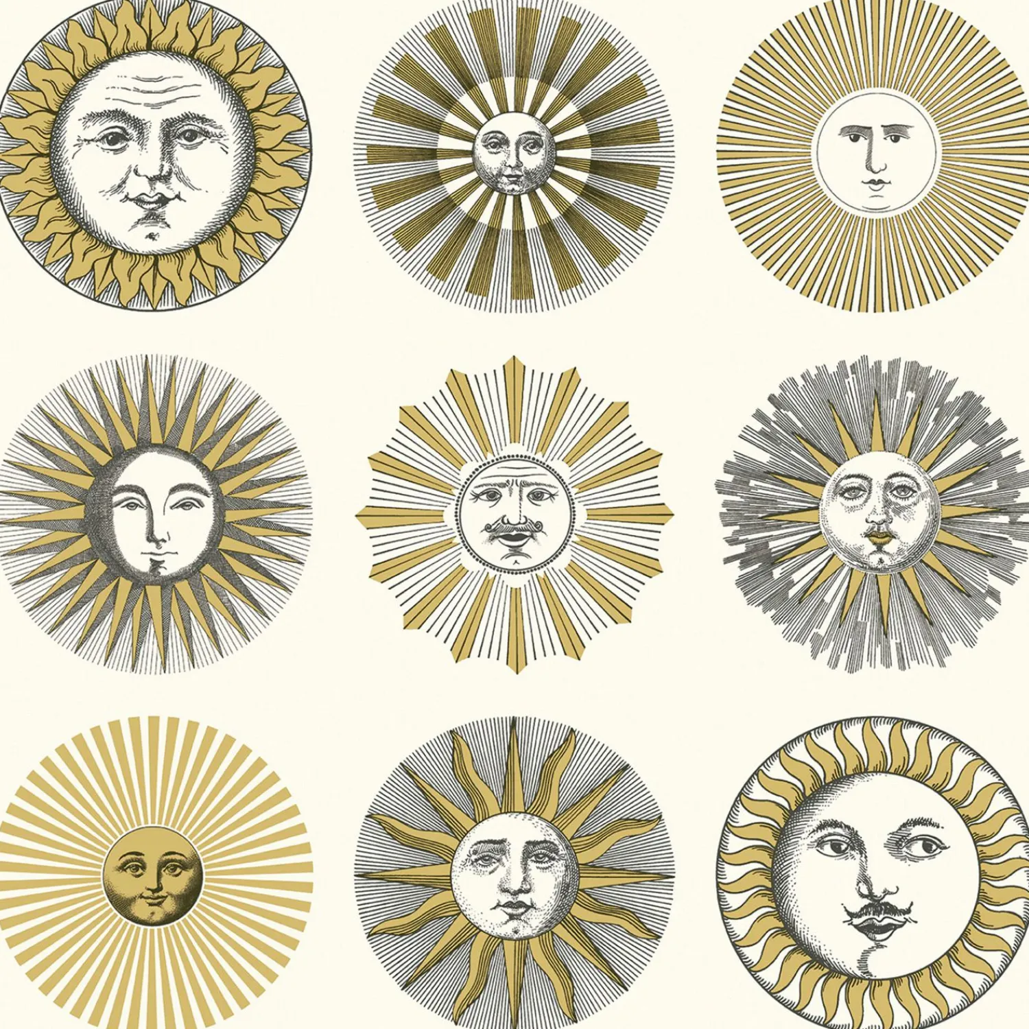 Wallpaper<Fornasetti Wallpaper Soli Cream And Gold