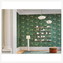 Wallpaper<Fornasetti Wallpaper Soli Emerald And Gold