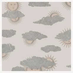 Wallpaper<Fornasetti Wallpaper Soli E Nuvole Beige And Soft Gold
