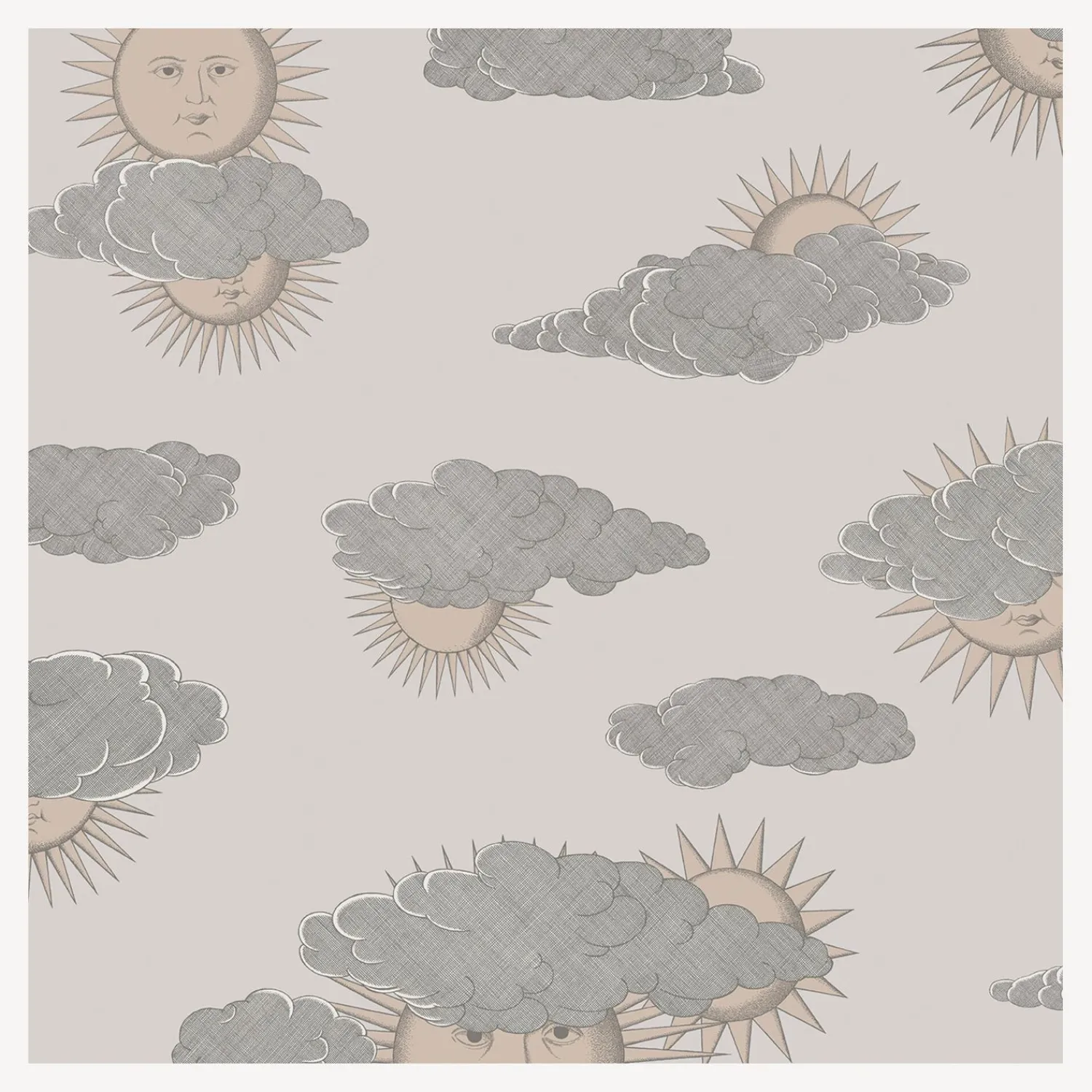 Wallpaper<Fornasetti Wallpaper Soli E Nuvole Beige And Soft Gold
