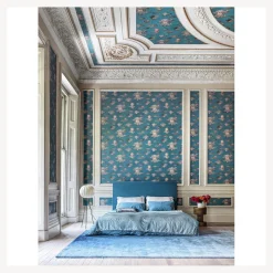 Wallpaper<Fornasetti Wallpaper Soli E Nuvole Teal & Rose Gold