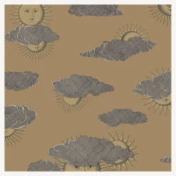 Wallpaper<Fornasetti Wallpaper Soli E Nuvole Gold On Gold