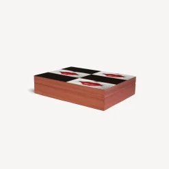 Glove Boxes<Fornasetti Wooden Box Kiss White/Black/Red